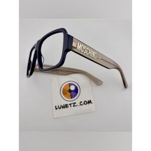 Moschino Navy Front with Beige Temples Logo Eyeglass Frames